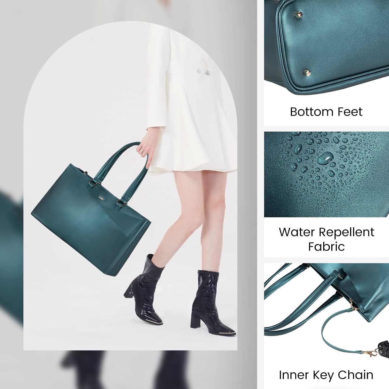 Laptop Tote Bag for Women 15.6 Inch Waterproof Leather