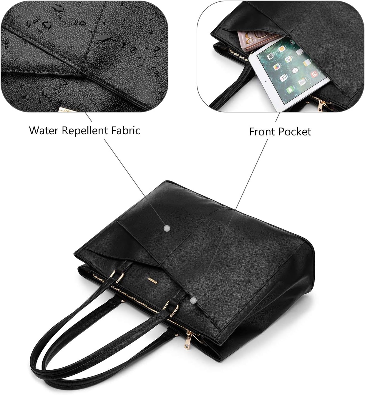 Laptop Tote Bag for Women 15.6 Inch Waterproof Leather