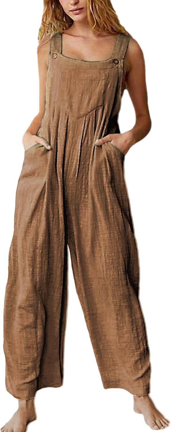Jojoans Women's Bohemian Wide Leg Bib Overall