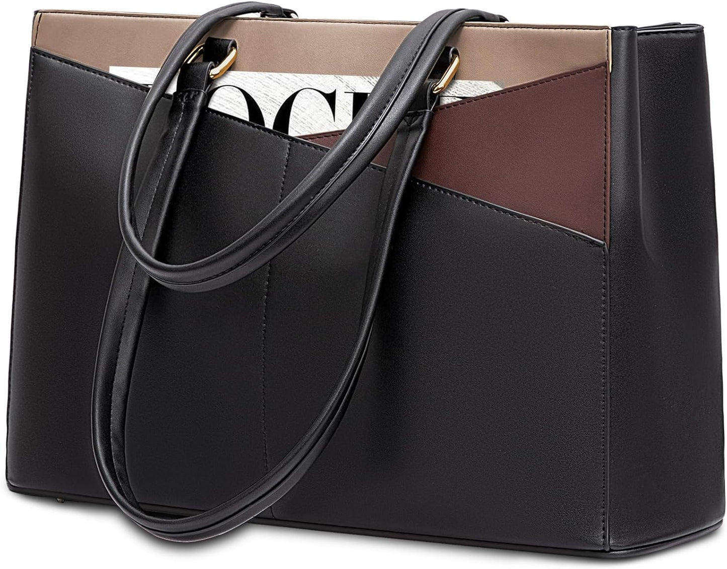 Laptop Tote Bag for Women 15.6 Inch Waterproof Leather
