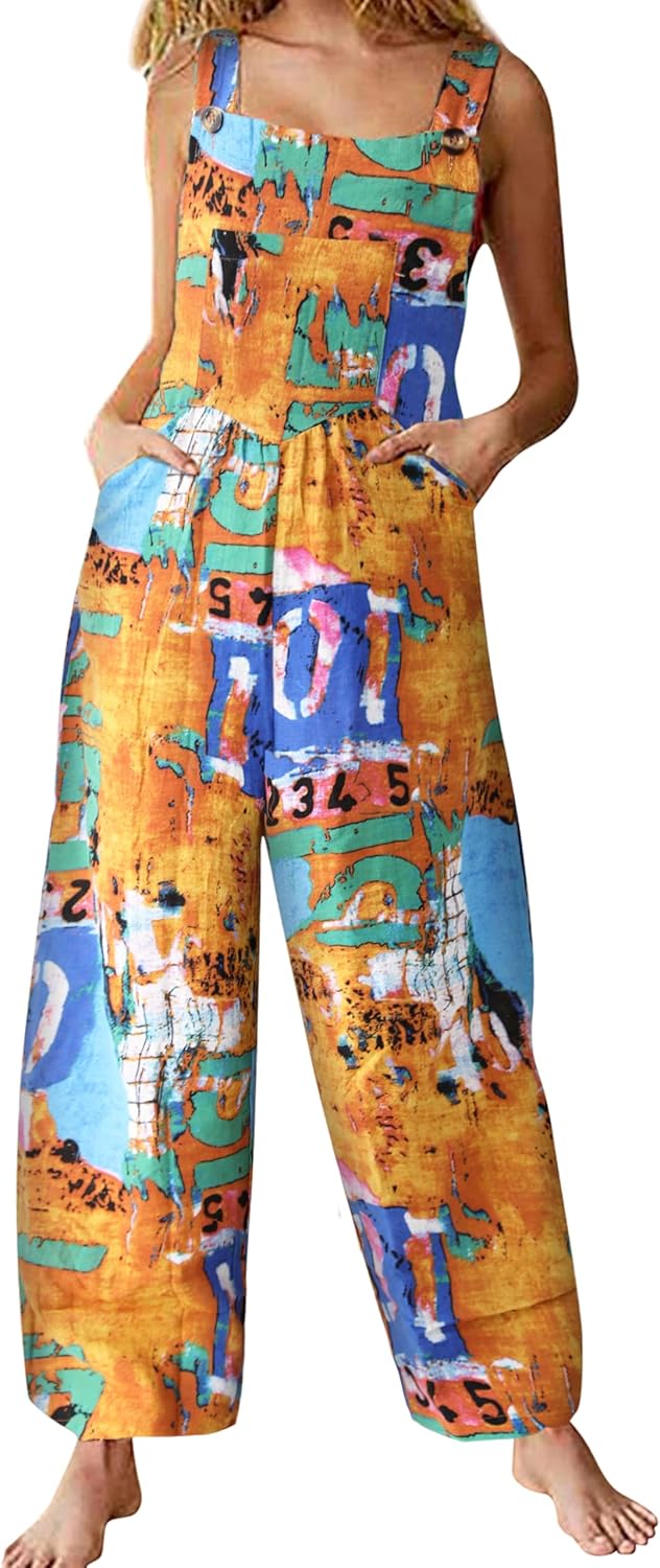 Jojoans Women's Bohemian Wide Leg Bib Overall