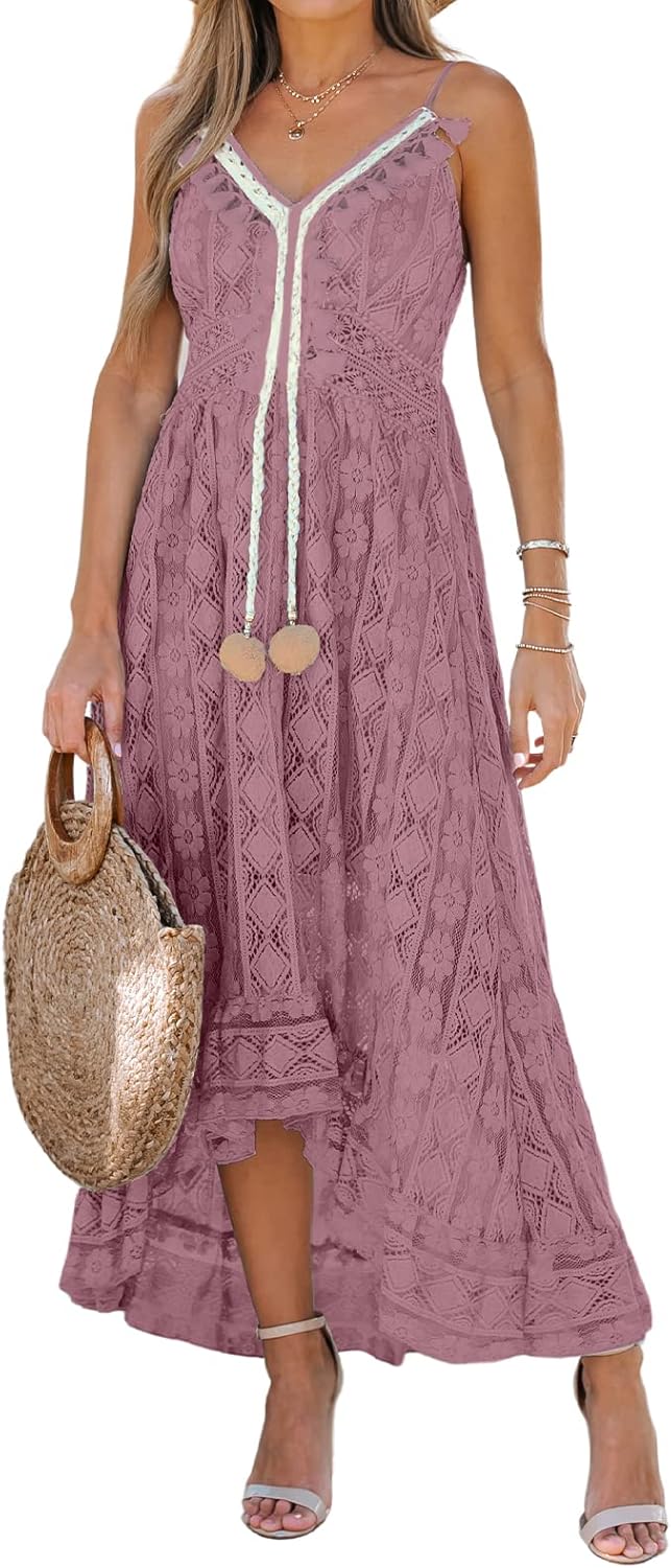 Jojoans Women's Summer Sleeveless Lace Casual Tassel