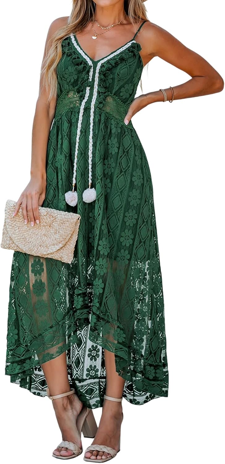 Jojoans Women's Summer Sleeveless Lace Casual Tassel