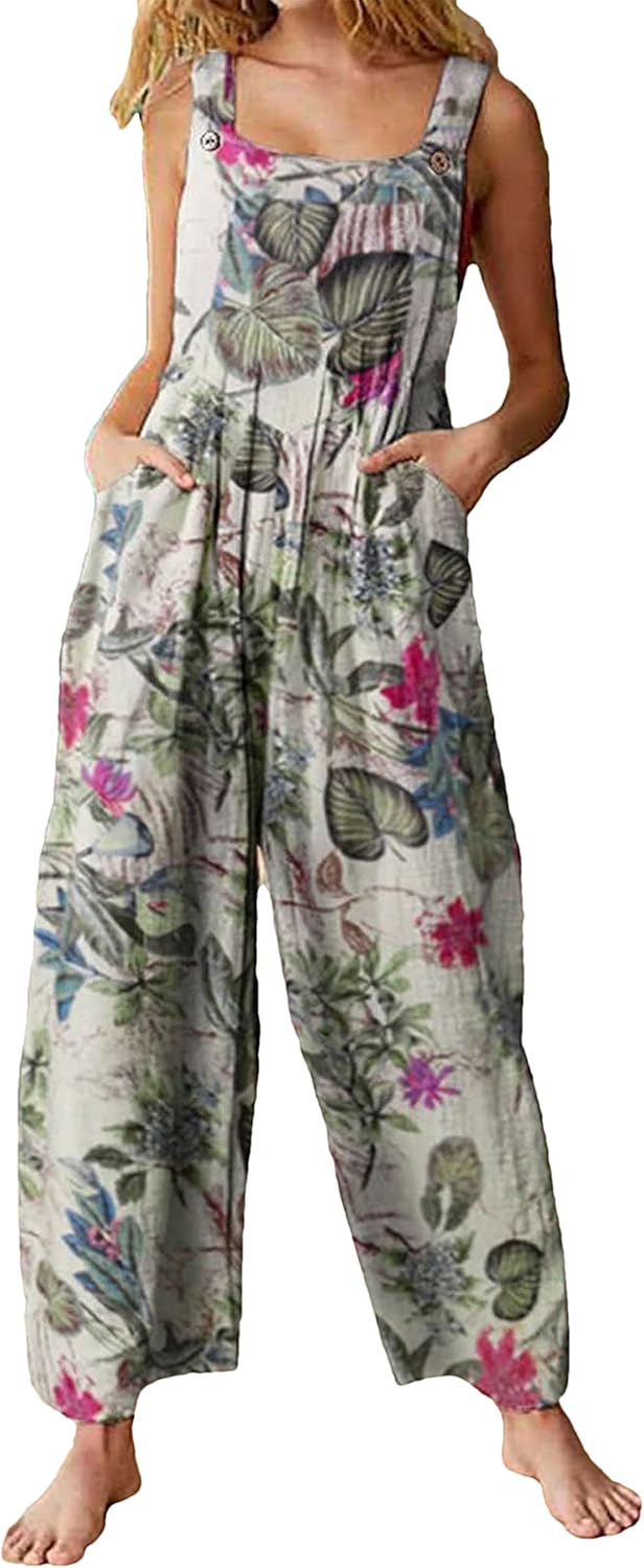 Jojoans Women's Bohemian Wide Leg Bib Overall