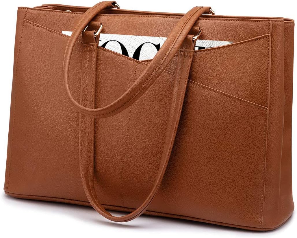 Laptop Tote Bag for Women 15.6 Inch Waterproof Leather