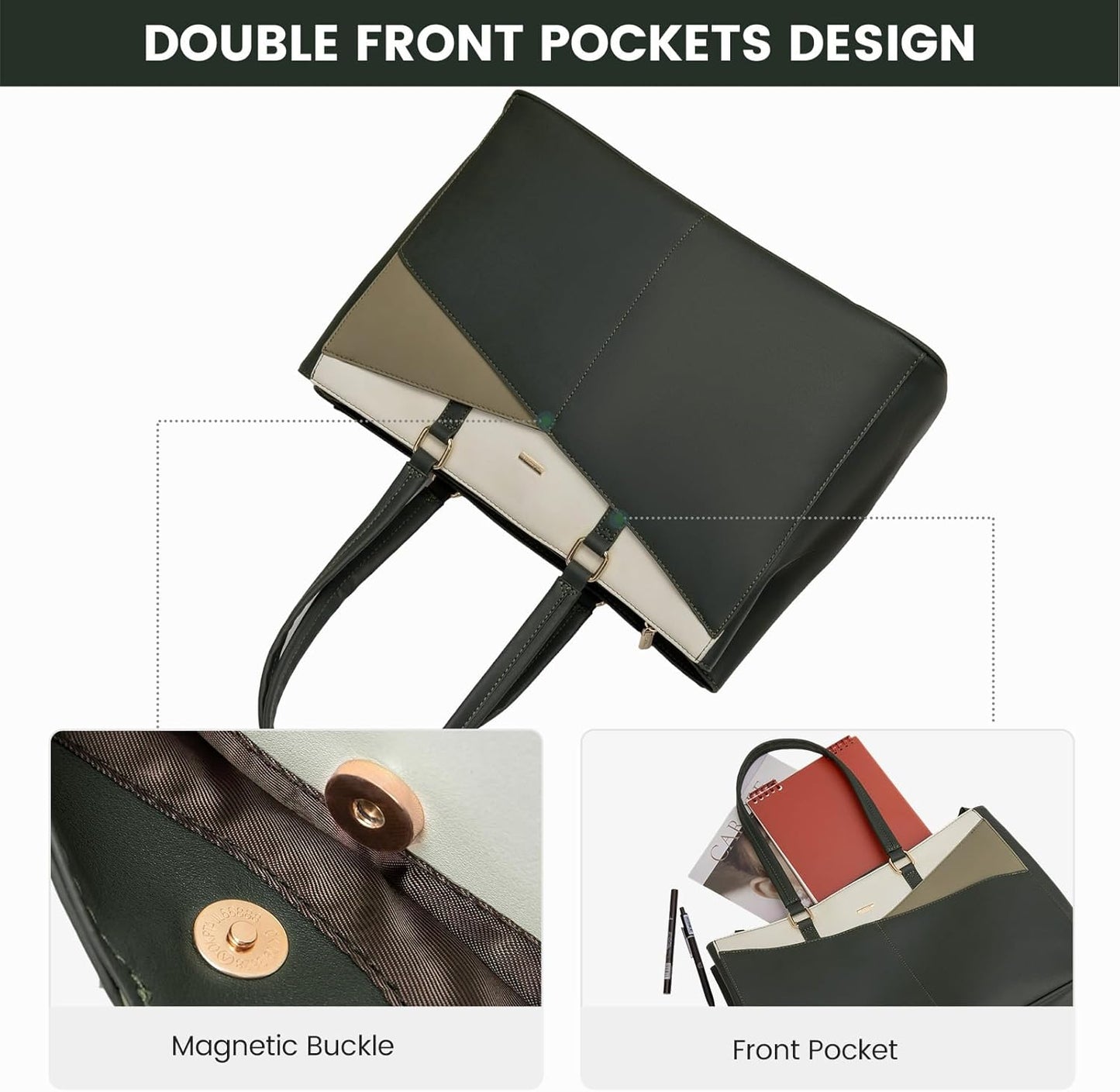 Laptop Tote Bag for Women 15.6 Inch Waterproof Leather