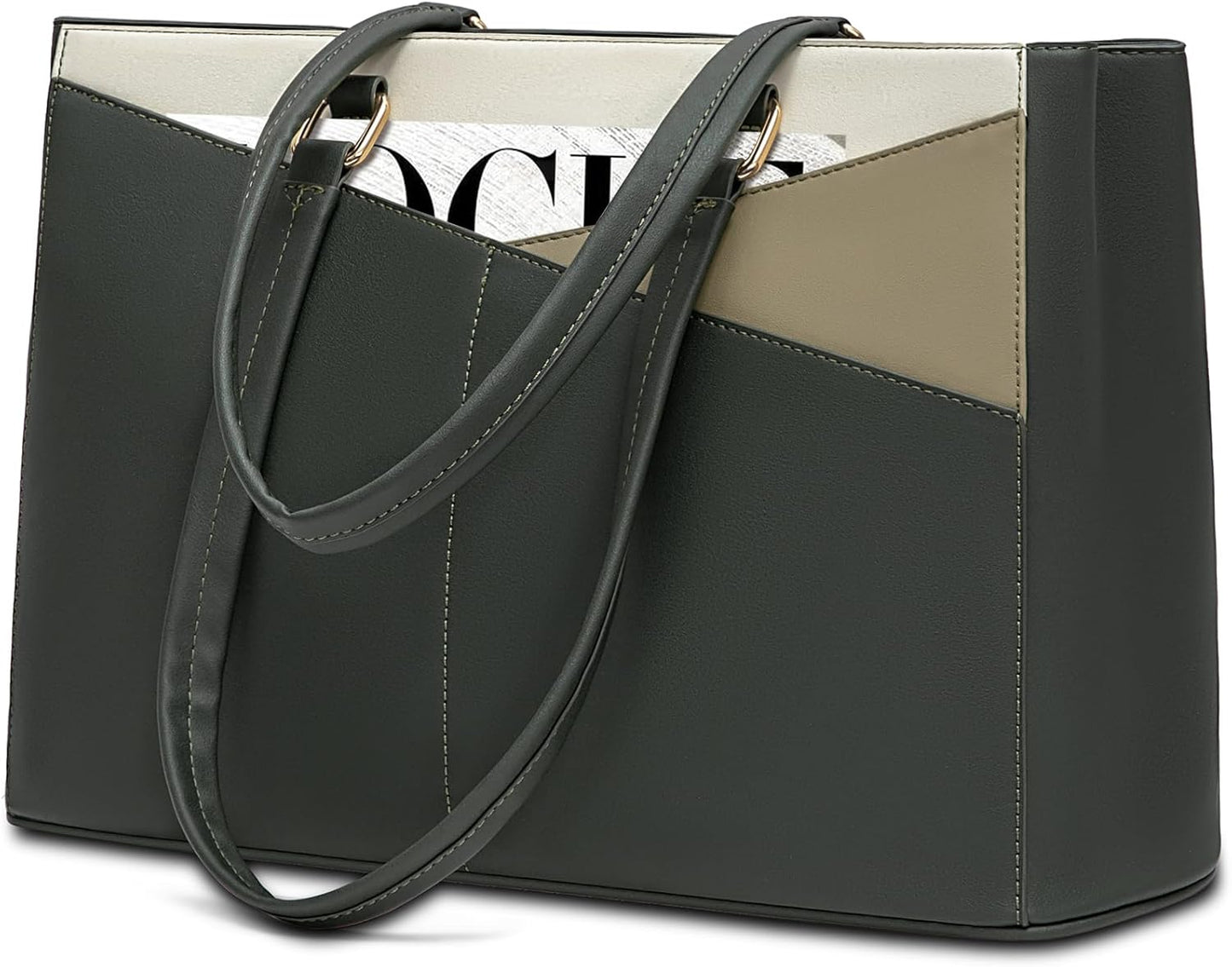 Laptop Tote Bag for Women 15.6 Inch Waterproof Leather
