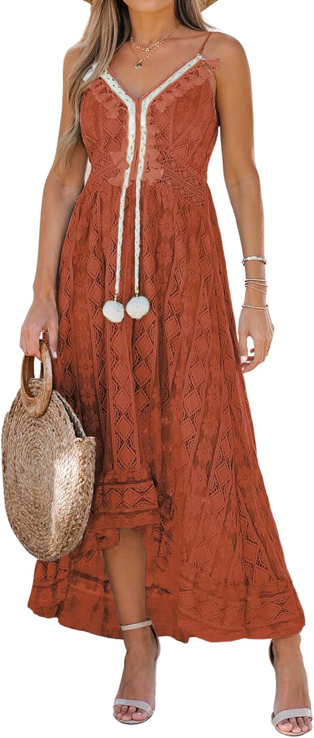 Jojoans Women's Summer Sleeveless Lace Casual Tassel