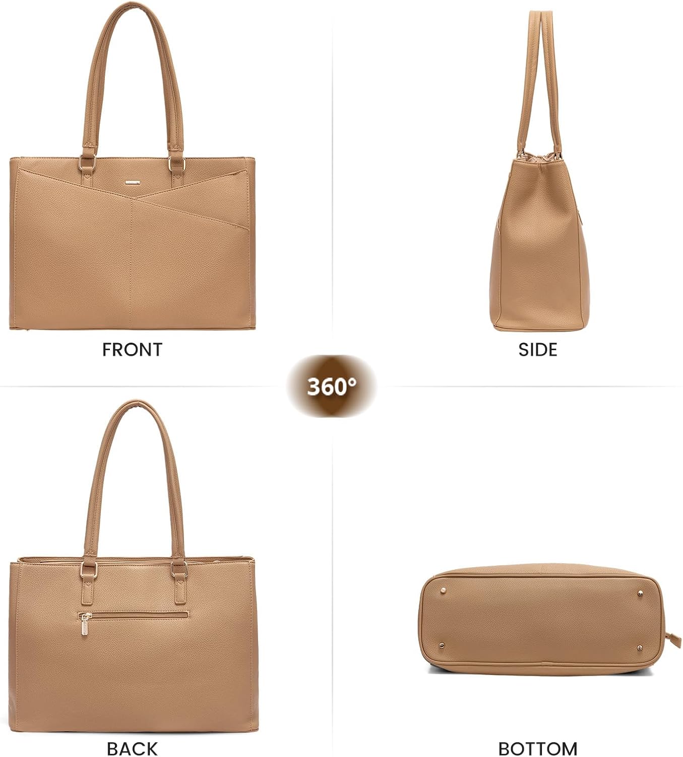 Laptop Tote Bag for Women 15.6 Inch Waterproof Leather