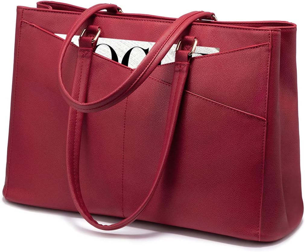 Laptop Tote Bag for Women 15.6 Inch Waterproof Leather