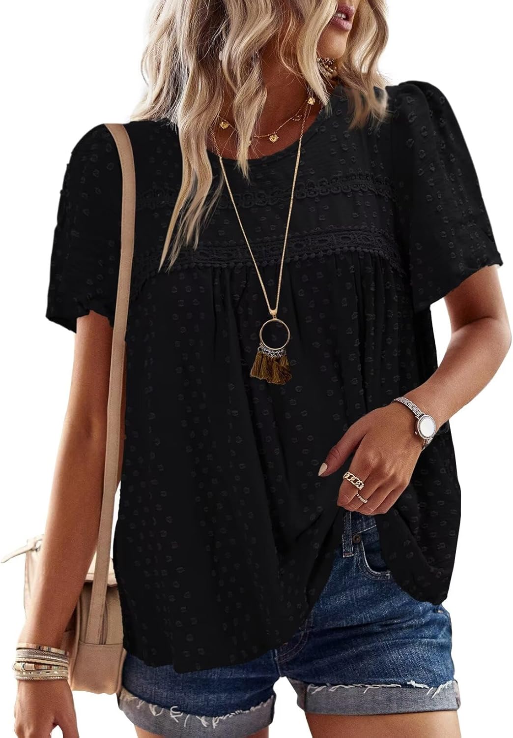 Womens Summer Tops Crewneck Short Sleeve Shirts