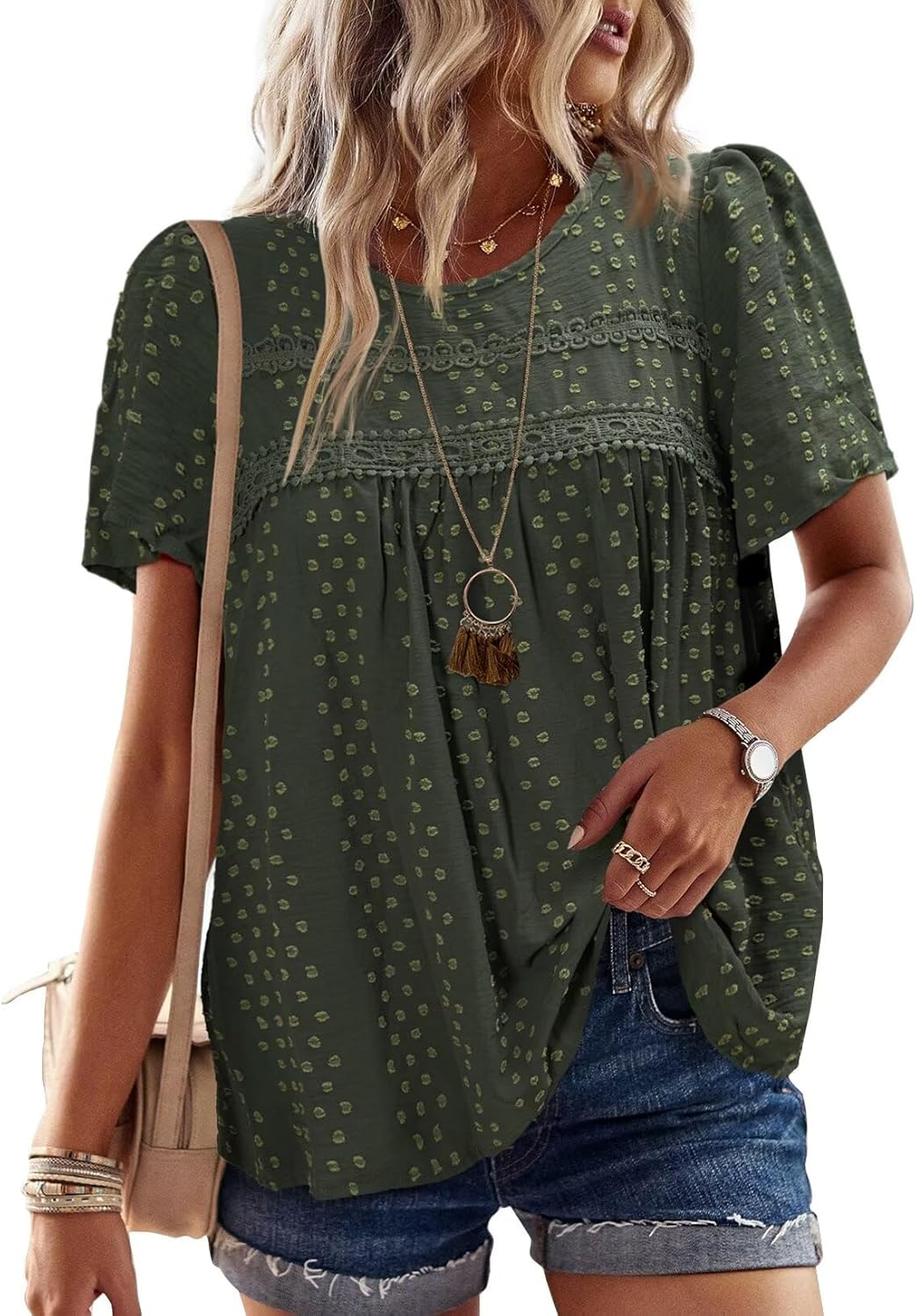 Womens Summer Tops Crewneck Short Sleeve Shirts