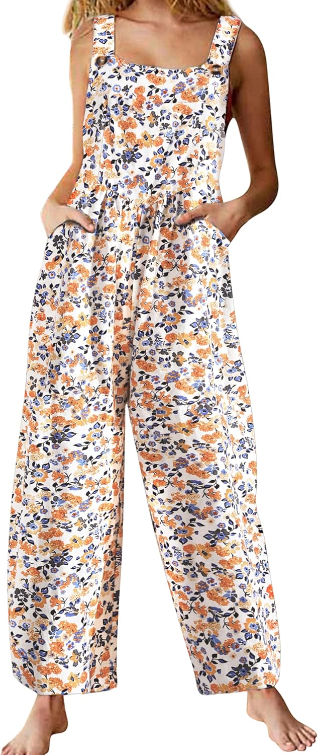 Jojoans Women's Bohemian Wide Leg Bib Overall