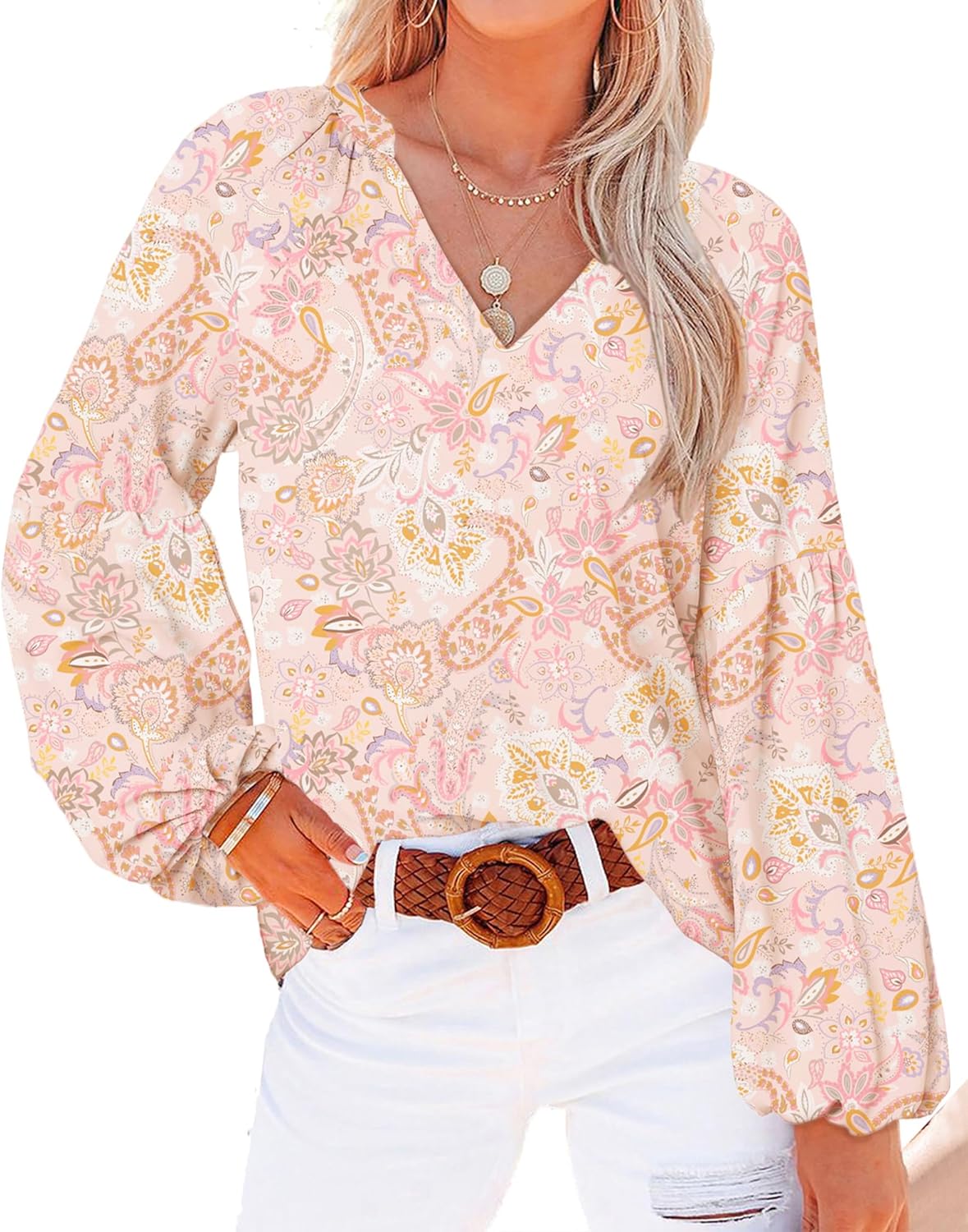 Jojoans Boho Blouses for Women Dressy Casual Floral