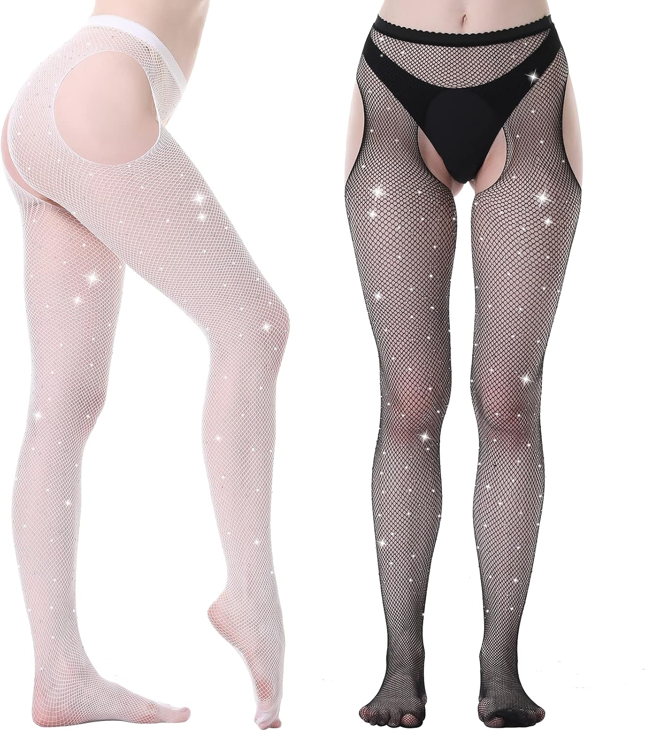 Womens Sparkle Tights Rhinestone Tights Glitter Fishnet Stockings JOJOANS