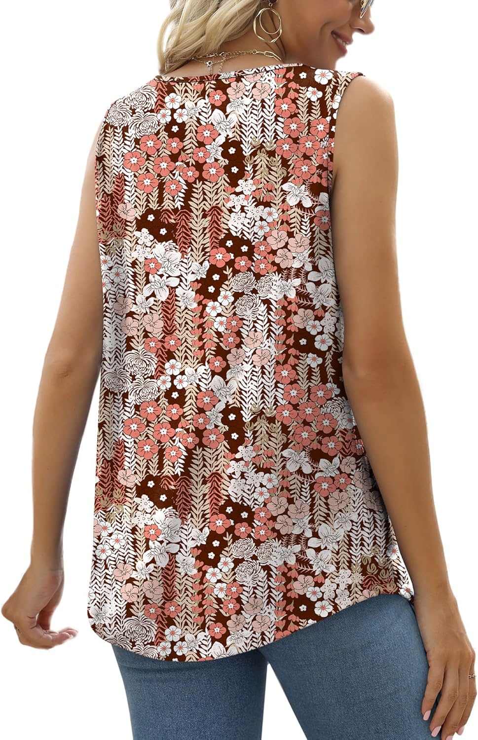 Jojoans Summer Tank Tops for Women Loose Fit Pleated Square