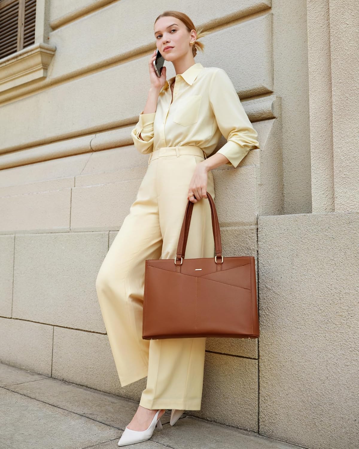 Laptop Tote Bag for Women 15.6 Inch Waterproof Leather