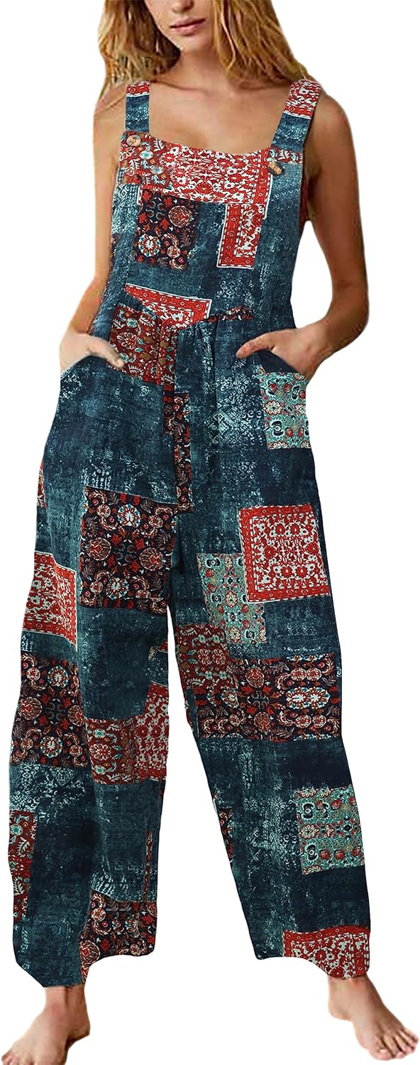 Jojoans Women's Bohemian Wide Leg Bib Overall