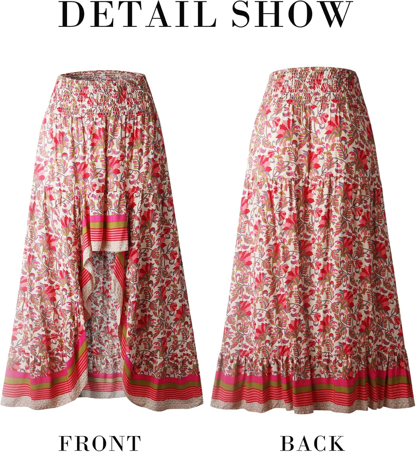 Jojoans Women 2025 Summer Spring Boho Long Skirts Dress Floral