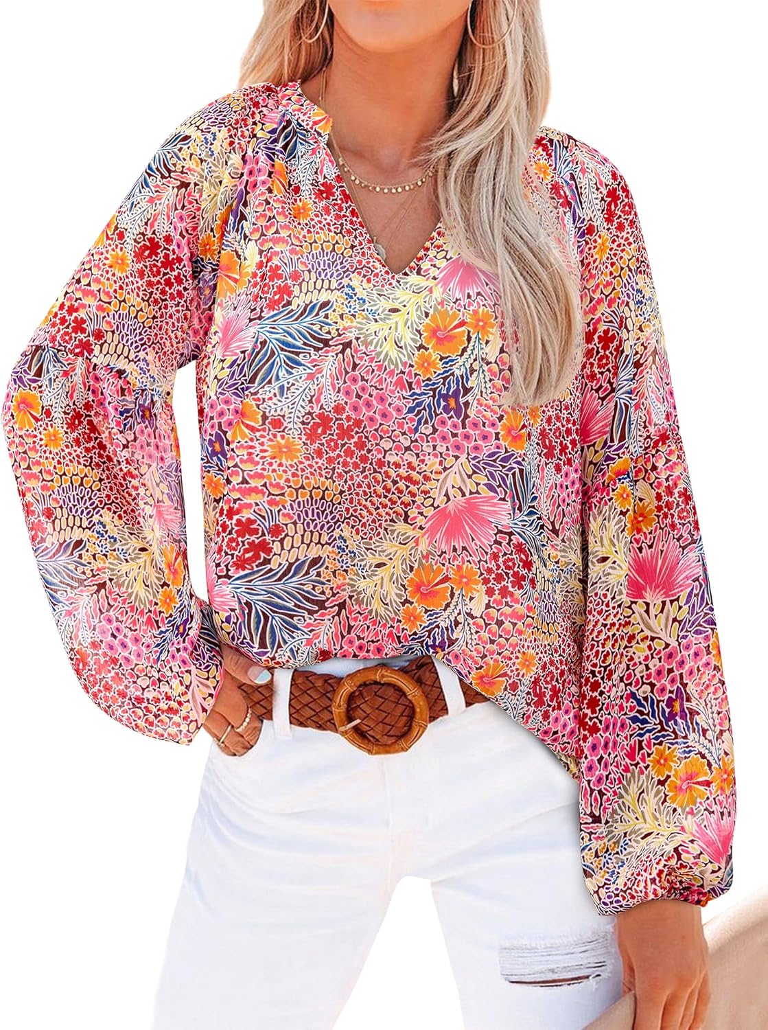 Jojoans Boho Blouses for Women Dressy Casual Floral