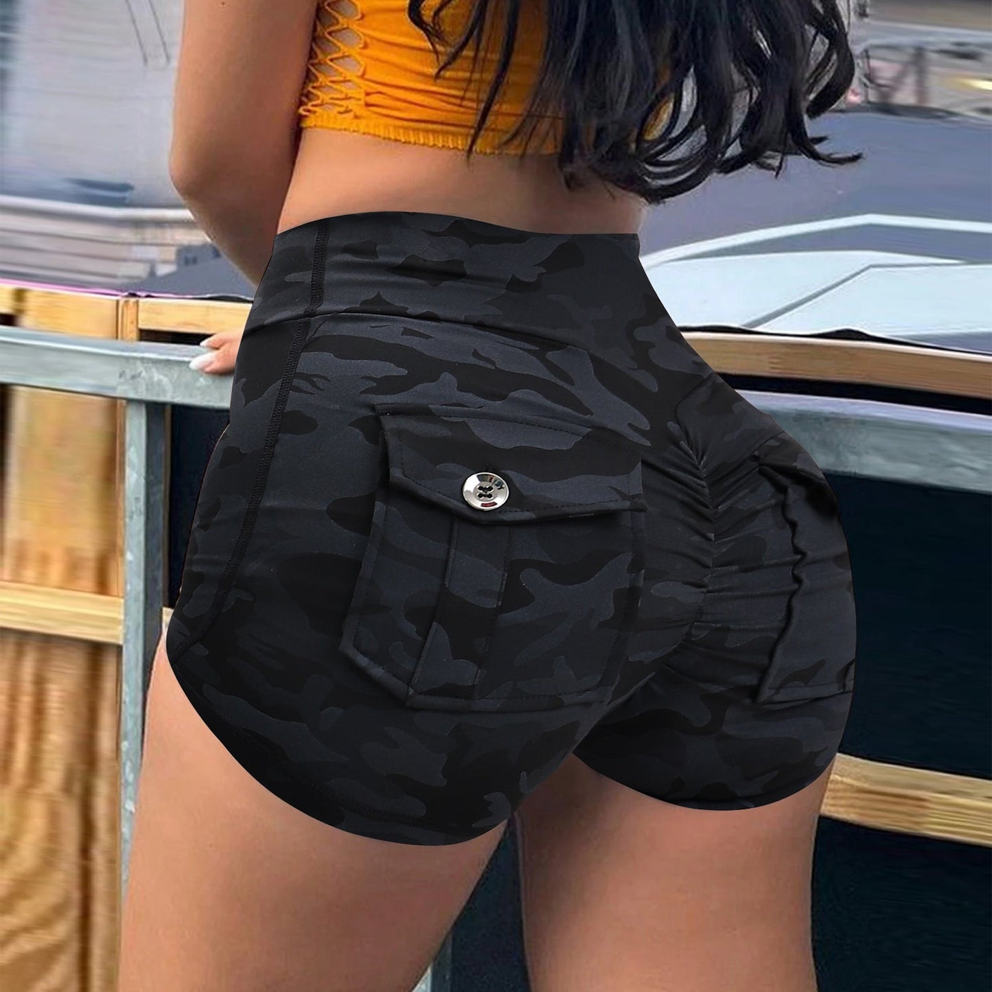 New Summer Peach Butt Fitness Exercise Three-Quarter Pants Cargo JOJOANS