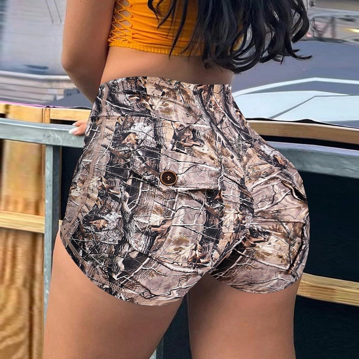 New Summer Peach Butt Fitness Exercise Three-Quarter Pants Cargo JOJOANS