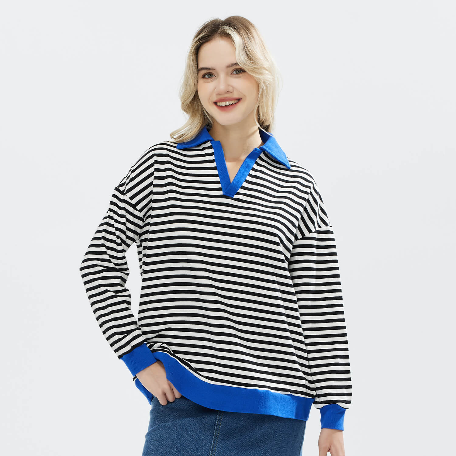 Women's Sweatshirt Striped Oversized JOJOANS