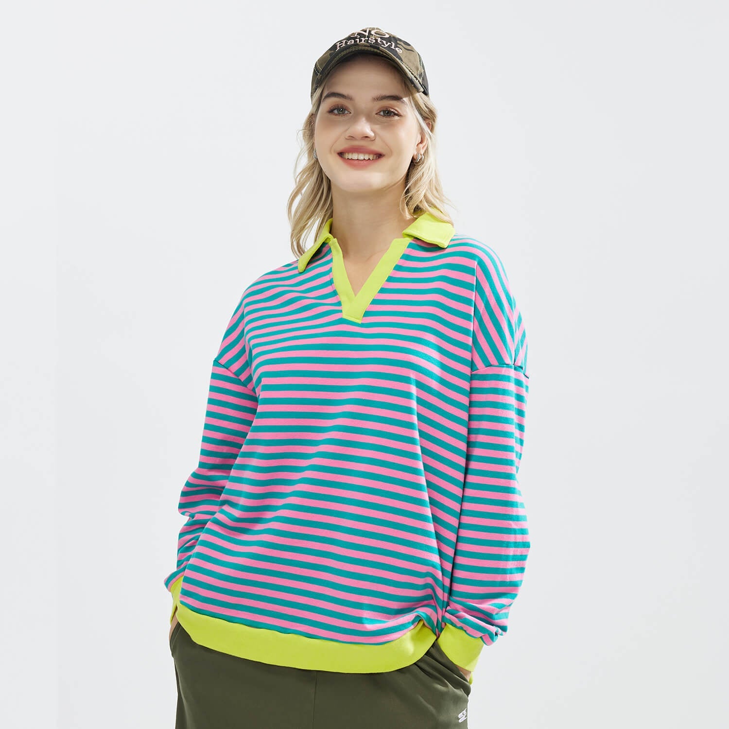 Women's Sweatshirt Striped Oversized JOJOANS