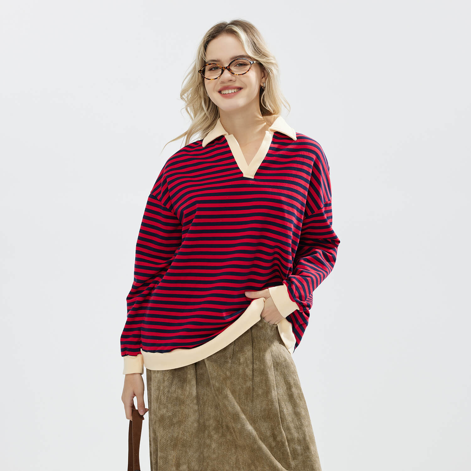 Women's Sweatshirt Striped Oversized JOJOANS