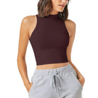 Women's Casual High Neck Sleeveless Solid Crop Halter Tank Top Jojoansport