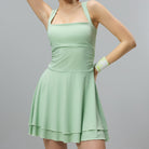JOJOANS Women's Square Neck Ruffle Hem Mini Dress Ruched Waist Short Party Dresses JOJOANS