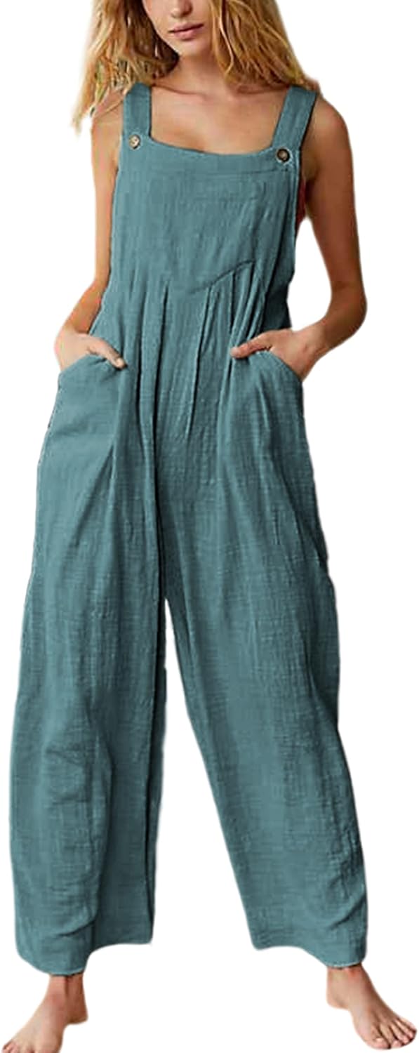 Jojoans Women's  Bohemian Wide Leg Bib Overall