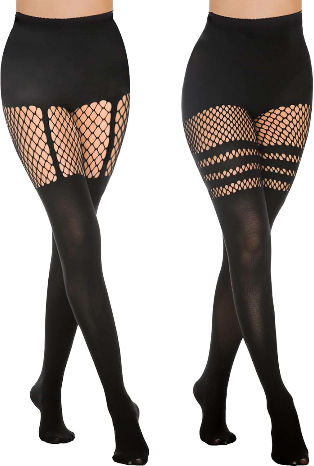 Faux Thigh High Tights Mock Suspender Pack of 2 JOJOANS