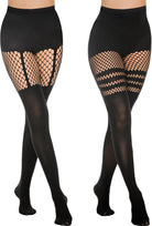 Faux Thigh High Tights Mock Suspender Pack of 2 JOJOANS