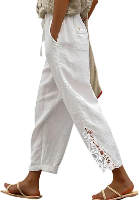 Jojoans Women Casual Lightweight Drawstring Elastic Waist Pants with Pockets, S-XXL