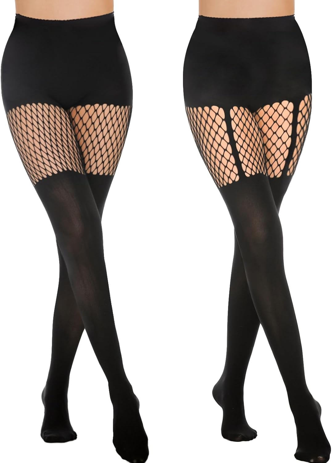 Faux Thigh High Tights Mock Suspender Pack of 2 JOJOANS