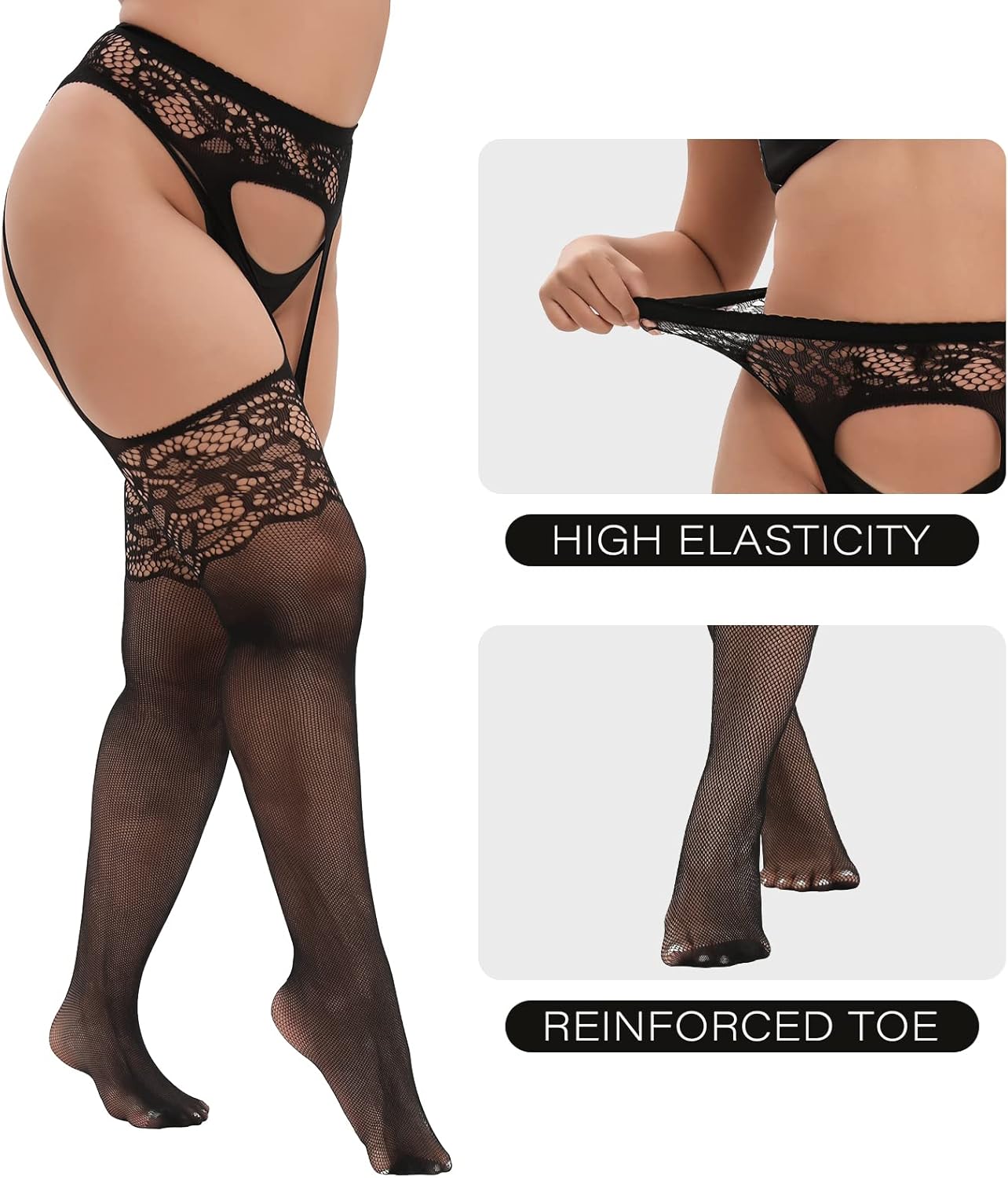 Plus Size Thigh High Stockings Womens Suspender JOJOANS