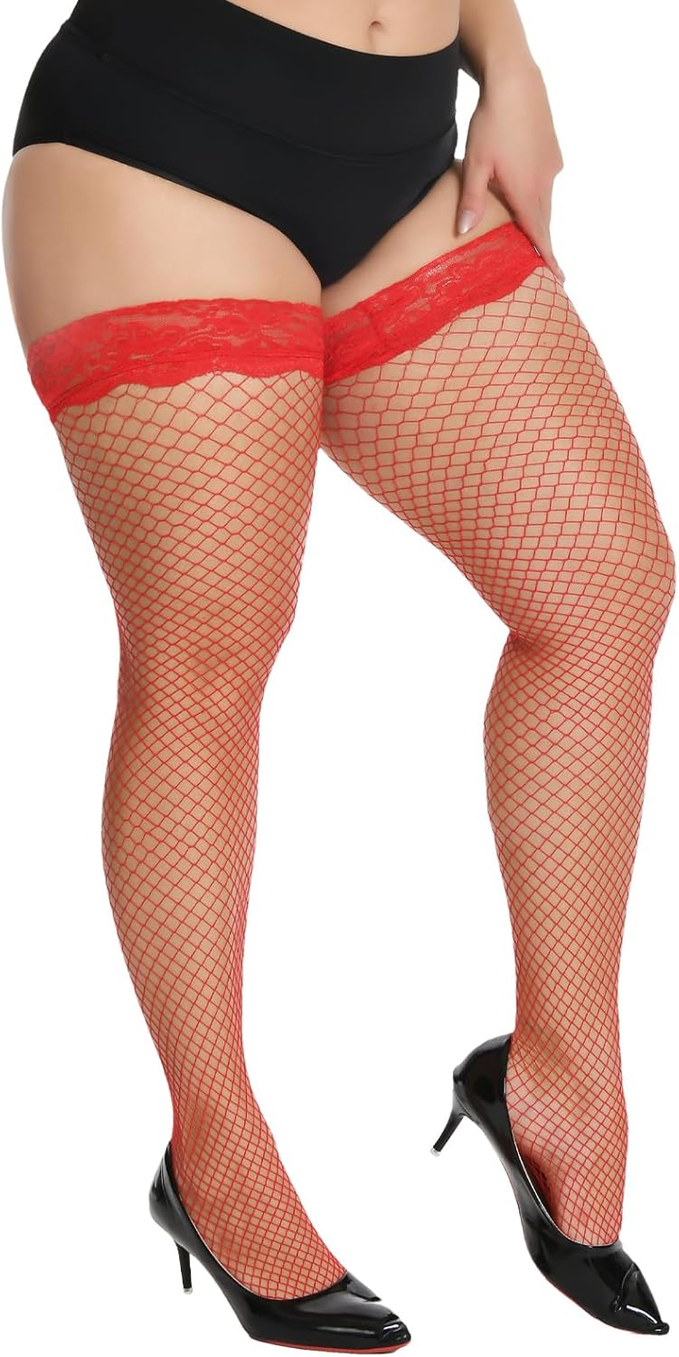 Jojoans Women's Plus Size Fishnet Thigh High