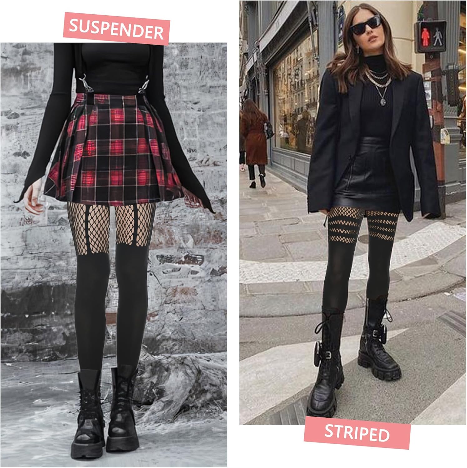Faux Thigh High Tights Mock Suspender Pack of 2 JOJOANS