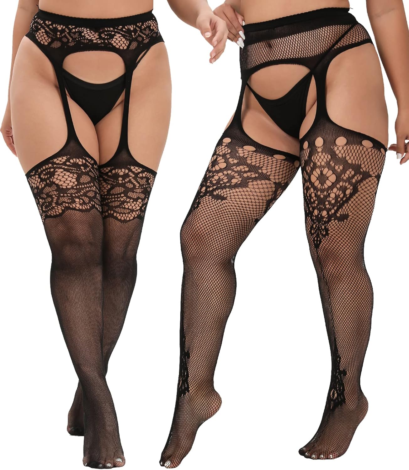 Plus Size Thigh High Stockings Womens Suspender JOJOANS
