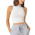 Women's Casual High Neck Sleeveless Solid Crop Halter Tank Top Jojoansport