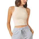 Women's Casual High Neck Sleeveless Solid Crop Halter Tank Top Jojoansport