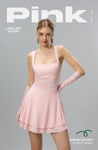 JOJOANS Women's Square Neck Ruffle Hem Mini Dress Ruched Waist Short Party Dresses JOJOANS