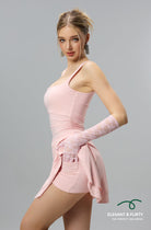 JOJOANS Women's Square Neck Ruffle Hem Mini Dress Ruched Waist Short Party Dresses JOJOANS
