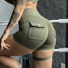 Womens Pocket Button Gym Leggings JOJOANS