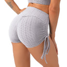 Drawstring Yoga Shorts Women Plus Size Bubbles Jacquard Sports JOJOANS
