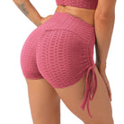 Drawstring Yoga Shorts Women Plus Size Bubbles Jacquard Sports JOJOANS