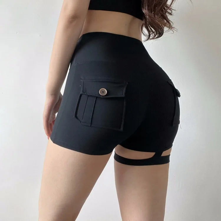 Womens Pocket Button Gym Leggings JOJOANS