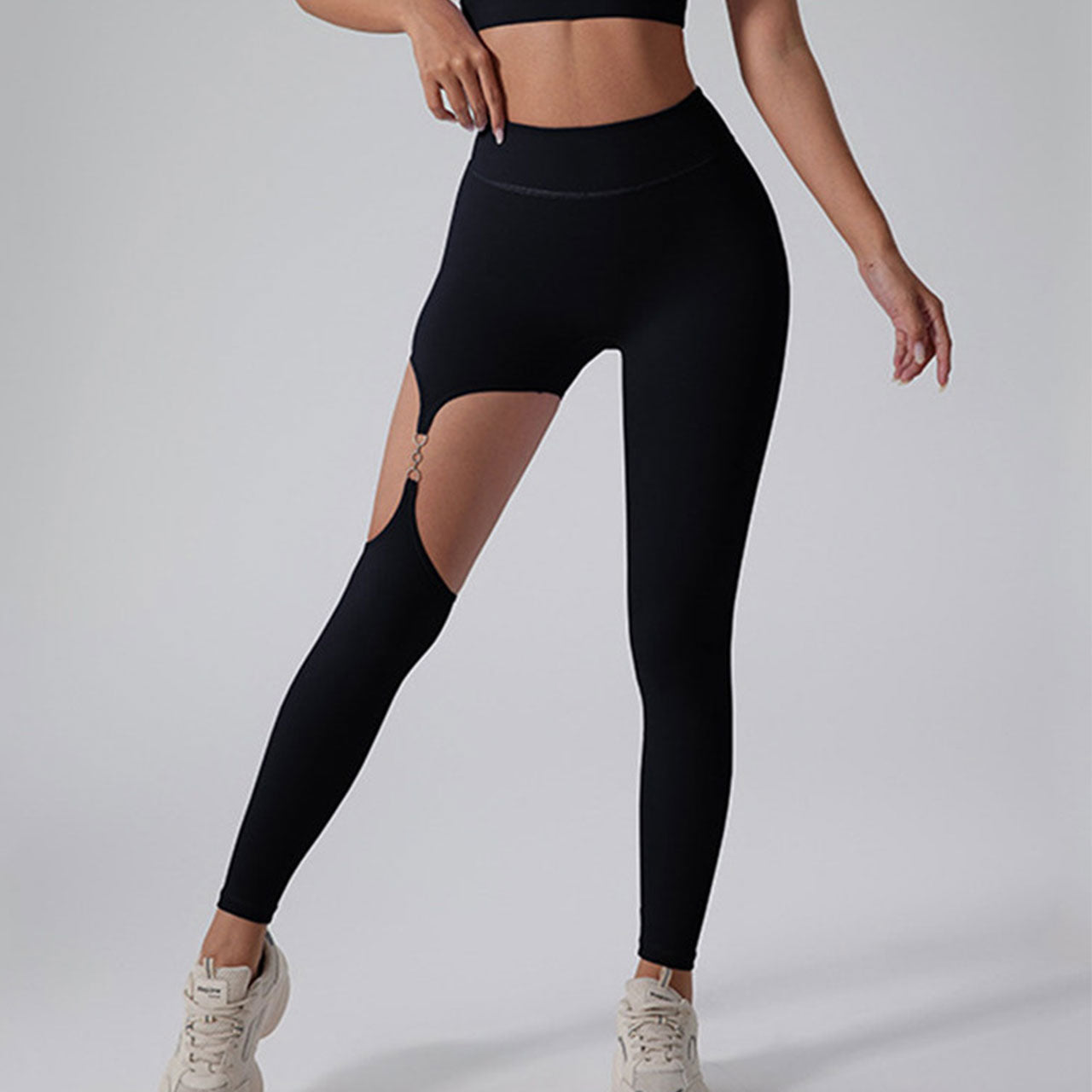 JOJOANS Hollow Leggings for Women with Metal Buckle