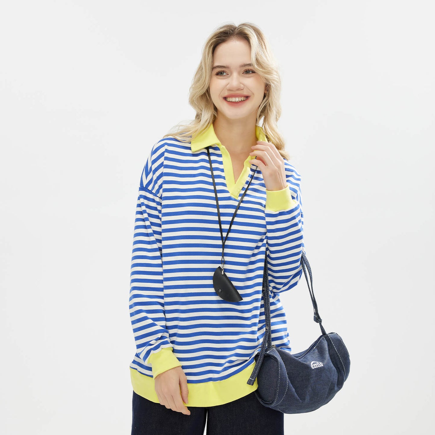 JOJOANS Women's Sweatshirt Striped Oversized